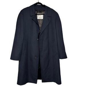 Vintage London Fog Overcoat Men's 42‎ Short Navy Wool Blend Classic 70s 80s USA